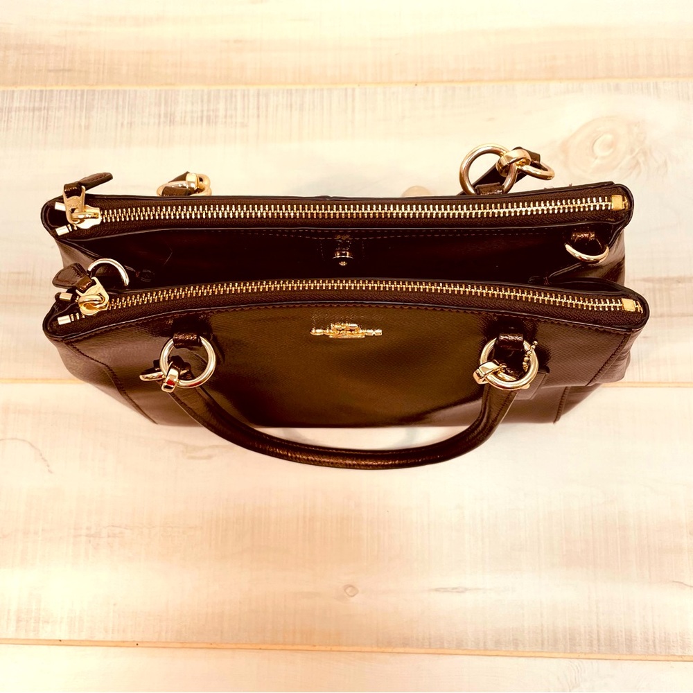 Coach Etta Bronze Caryall Shoulder Crossbody Bag Brown Saffiano Leather - Picture 5 of 7